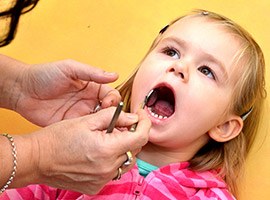 Child receiving dental care